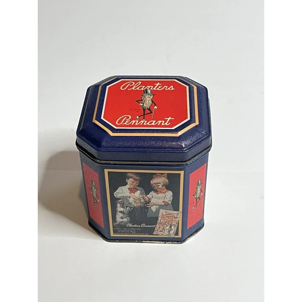 Vintage Planters Mr.Peanut Blue Tin Container 1993 Collectible by Nabisco Inc